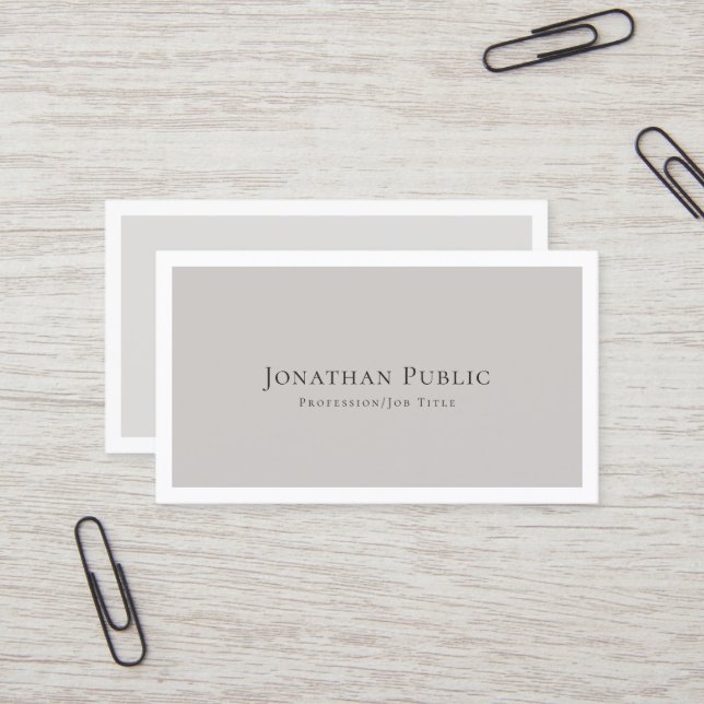 Create Your Own Stylish Modern Elegant Plain Business Card (Front/Back In Situ)