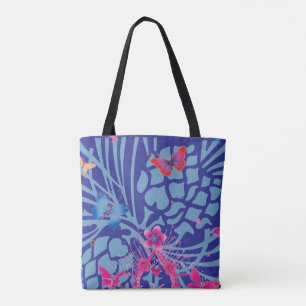 Create Your Own Stylish Navy Blue All-Over Print Tote Bag