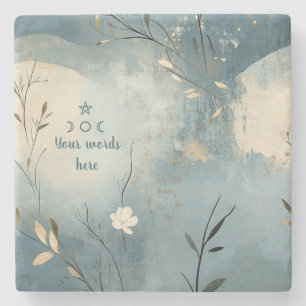 Create Your Own Summer Blue Floral Minimilist Stone Coaster