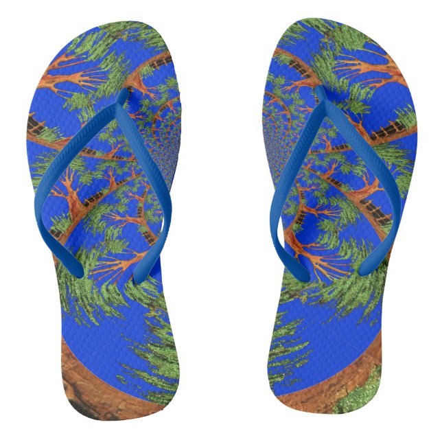 Create Your Own Summer Blue Sky Wave Pattern Jandals (Footbed)