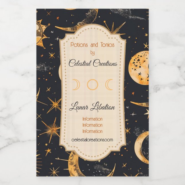 Create Your Own Sun Moon Stars Celestial Wine Label (Single Label)