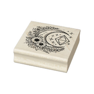 Create Your Own Sunflower Crescent Moon Crystal Rubber Stamp