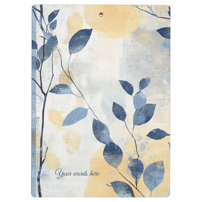 Create Your Own Sunny Blue Leaves Minimalist Clipboard (Back)