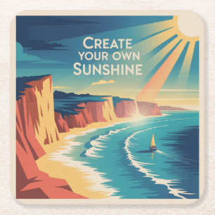 Create Your Own Sunshine Square Paper Coaster