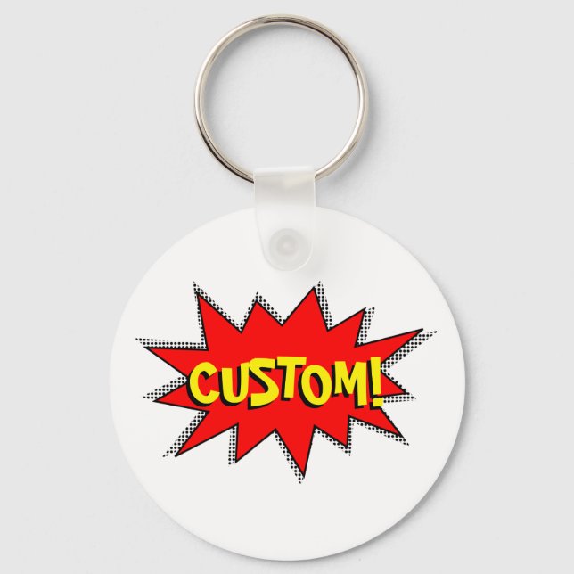 Create Your Own Superhero Onomatopoeias! POW! Key Ring (Front)