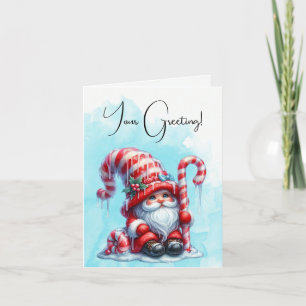 Create Your Own Sweet Candy Cane Christmas Gnome Holiday Card