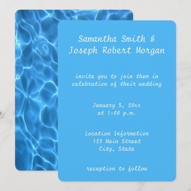 Create Your Own Swimming Pool Photo Wedding Invitation (Front/Back)