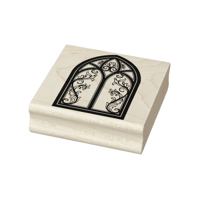 Create Your Own Tall Arched Gothic Floral Window Rubber Stamp (Stamp)