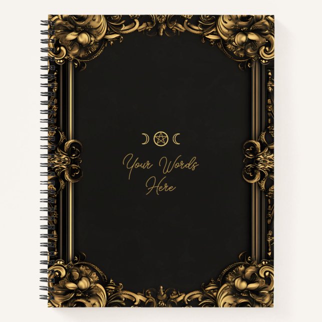 Create Your Own Tarnished Gold Gilded Black Notebook (Front)