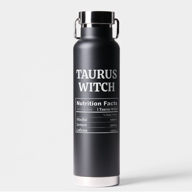 Create Your Own Taurus Gift Zodiac Astrology Witch Water Bottle (Front)