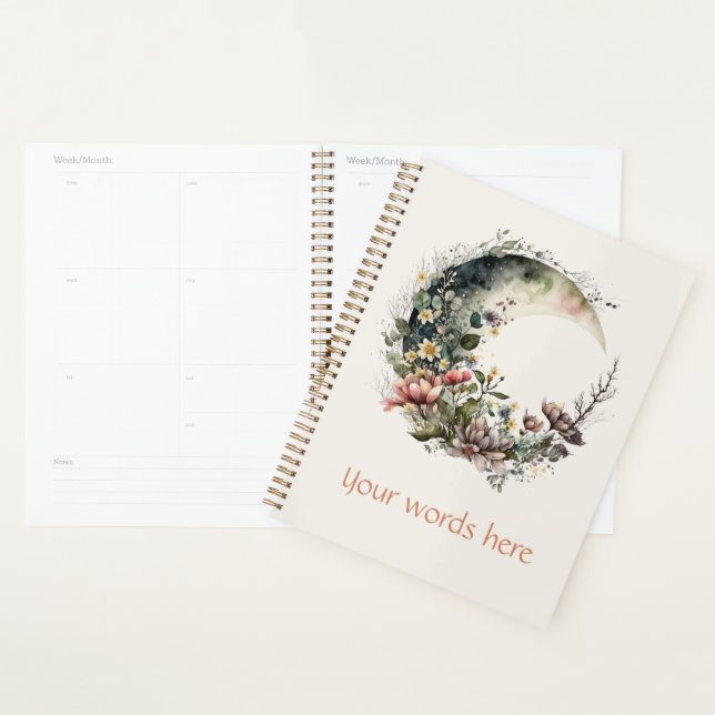 Create Your Own Tea Roses Floral Crescent Moon Planner (Display)