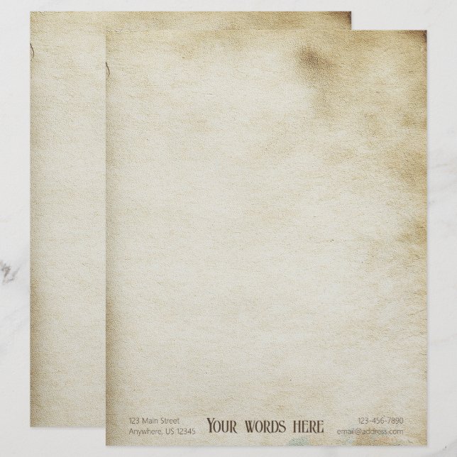 Create Your Own Tea Stained Parchment Style Grunge Custom Letterhead (Front/Back)