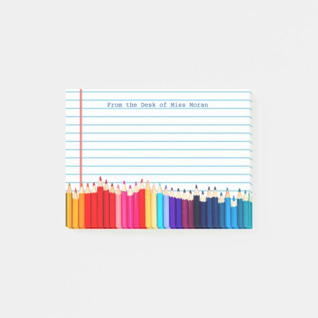 Create Your Own Teachers Name Personalised Pencils Post-it Notes (Front)