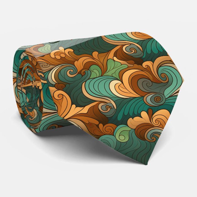 Create Your Own Teal Amber Waves Autumn Tie (Rolled)