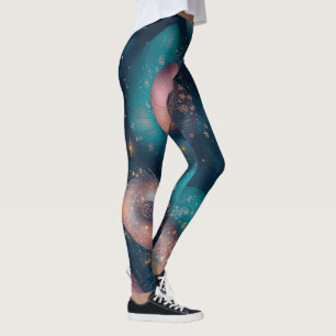 Create Your Own Teal Coral Spiral Bubbles Leggings
