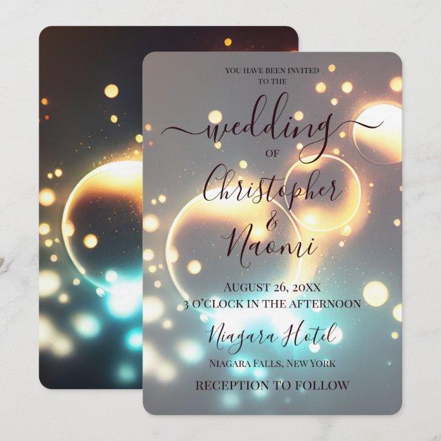 Create Your Own Teal Gold Bubbles Invitation (Front/Back)