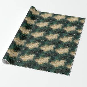 Create Your Own Teal Gold Mysterious Letter Black Wrapping Paper