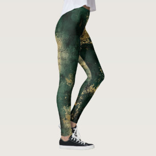 Create Your Own Teal Gold Mysterious Missive Black Leggings