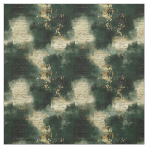 Create Your Own Teal Gold Mysterious Text Black Fabric