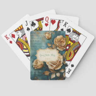Create Your Own Teal & Golden Yellow Rose Bouquet Playing Cards