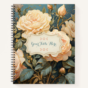 Create Your Own Teal Peach & Yellow Roses Bouquet Notebook
