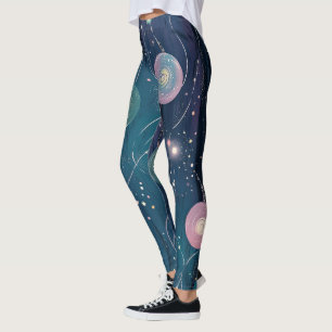 Create Your Own Teal Pink Bubble Flowers Leggings