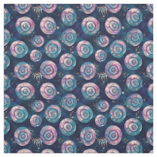 Create Your Own Teal Pink Gold Large Leafy Dots Fabric (Swatch)