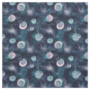 Create Your Own Teal Purple Pink Fractal Spirals Fabric