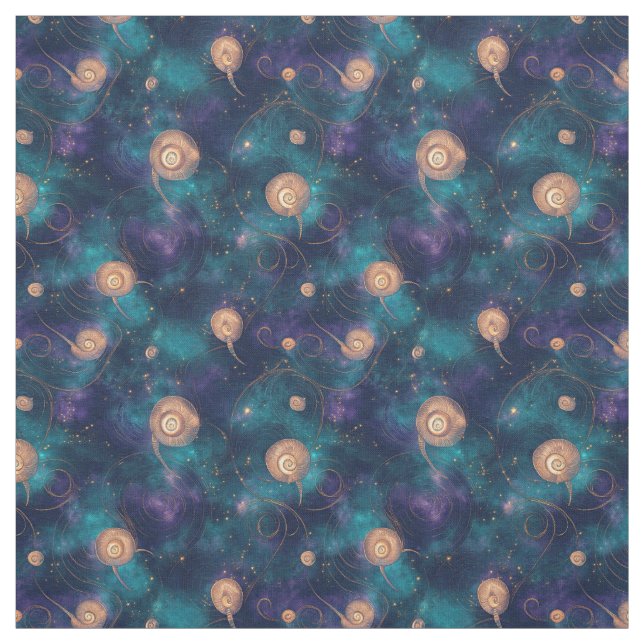 Create Your Own Teal Purple Spirals & Dots Fabric (Swatch)