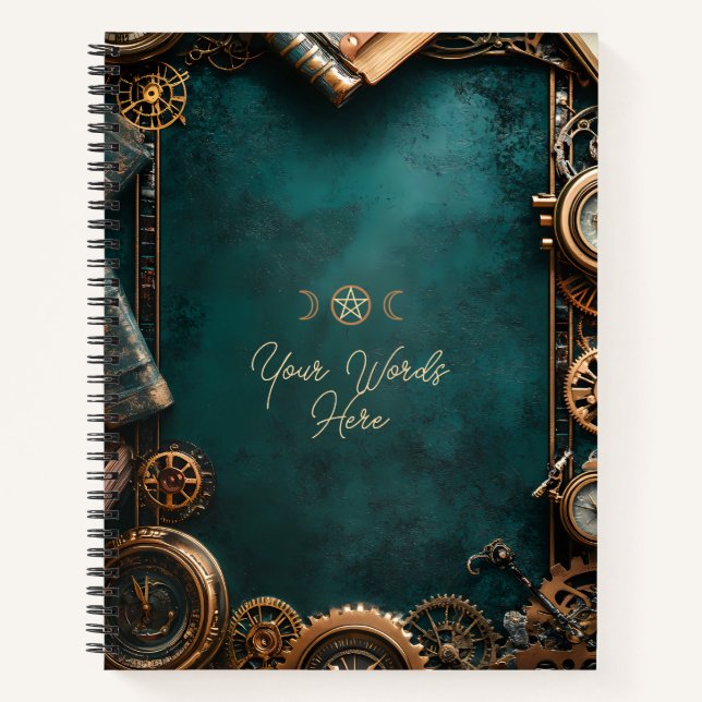 Create Your Own Teal Steampunk Journals (Front)