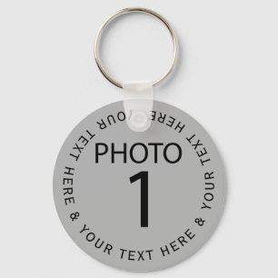 Create your own Template PHOTO & black colour text Key Ring
