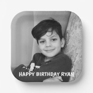 create your own text and custom photo Paper Plate 