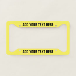 Create Your Own Text Black Yellow Licence Plate Frame