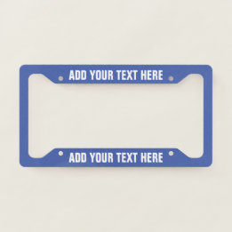 Create Your Own Text Blue White Licence Plate Frame