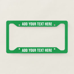 Create Your Own Text Green White Licence Plate Frame
