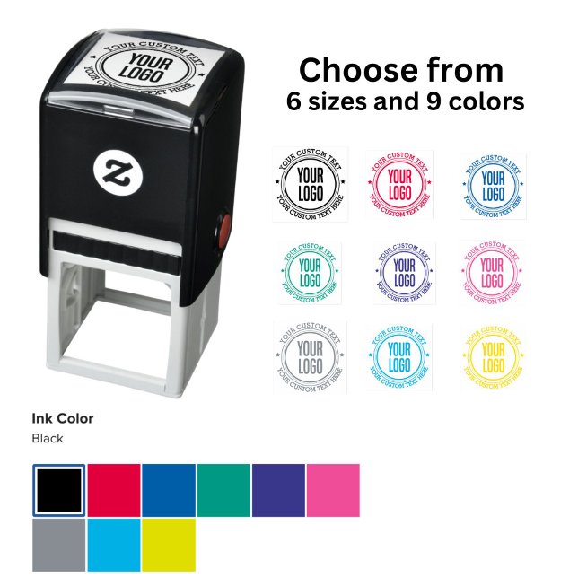 Create Your Own Text Logo Self-inking Stamp (Choose from 6 sizes and 9 colors.)