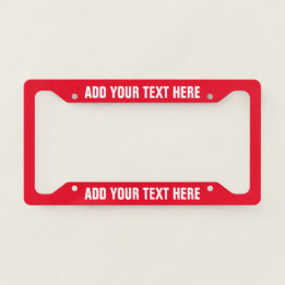 Create Your Own Text Red White Licence Plate Frame