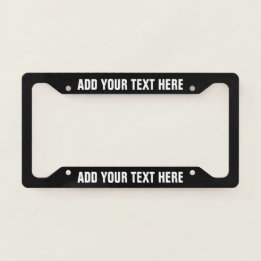 Create Your Own Text White Black Licence Plate Frame