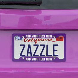 Create Your Own Text  White Purple Licence Plate Frame