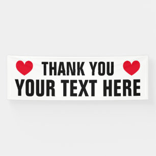 Create your own Thank You banner sign with hearts