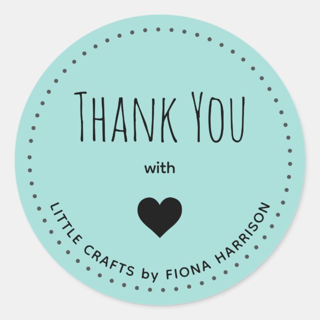 Create Your Own Thank You with Heart Name Classic Round Sticker (Front)
