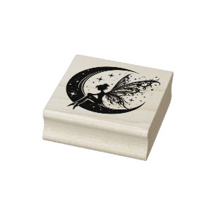 Create Your Own Thoughtful Crescent Moon Fairy Rubber Stamp