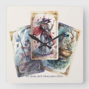 Create Your Own Three Tarot Cards Square Wall Clock