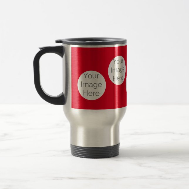create your own travel Mug cup with 4 photos red (Left)