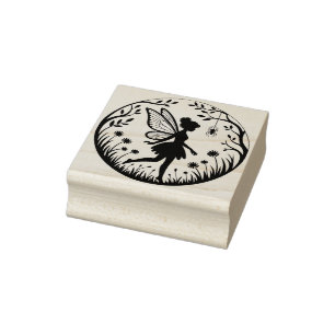 Create Your Own Tree Framed Daisy Field Fairy Rubber Stamp