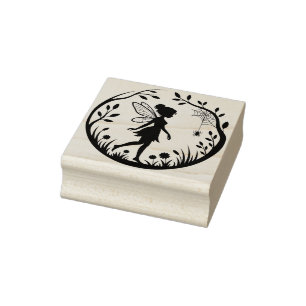 Create Your Own Tree Framed Wildflowers Fairy Rubber Stamp