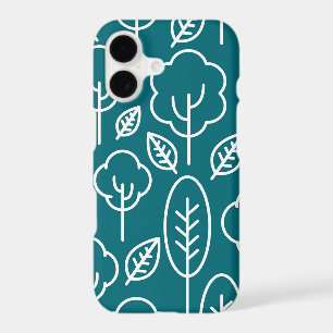 Create your own Tree pattern Navy blue White Cute