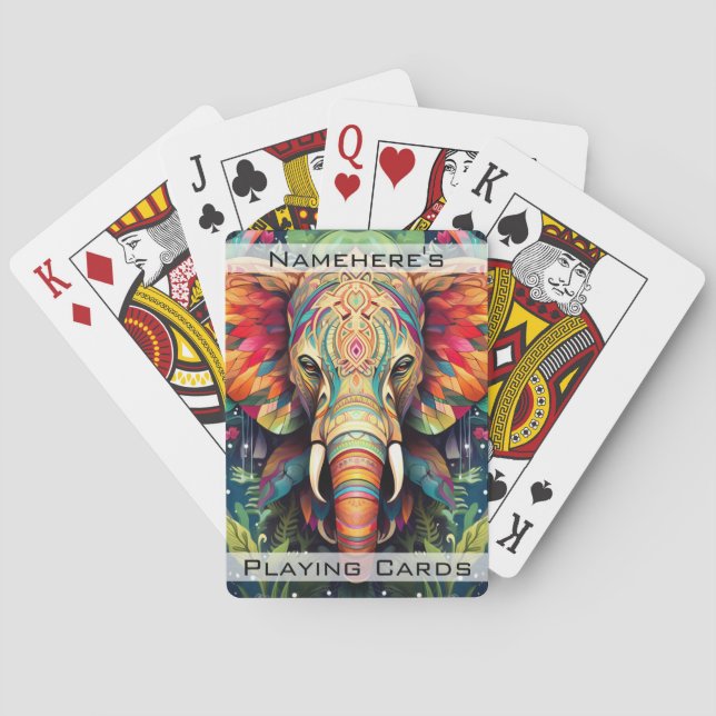 Create Your Own Tribal Jungle Elephant Playing Cards (Back)