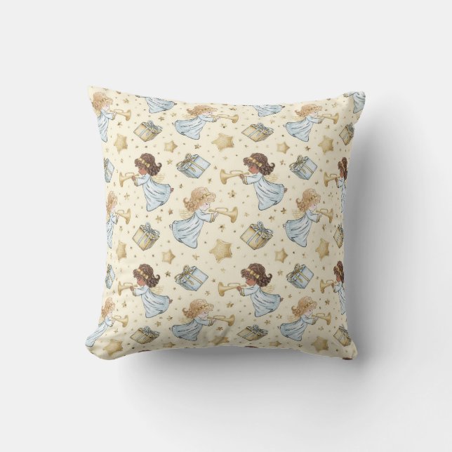 Create Your Own Trumpeting Angels & Presents Cushion (Front)