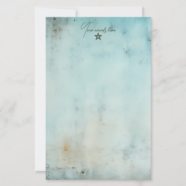 Create Your Own Turquoise Blue Grunge Stationery (Front)